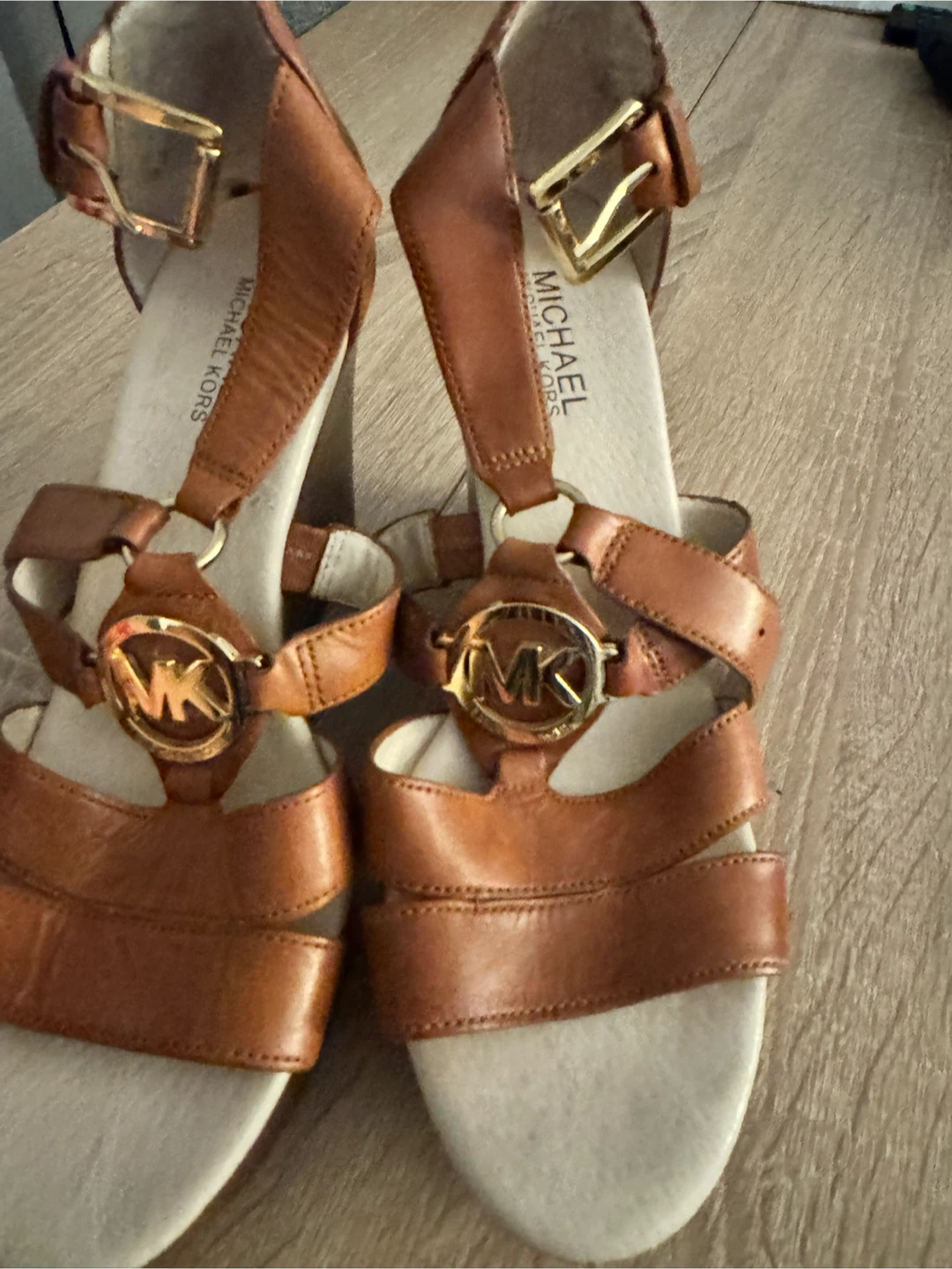 Michael Kors Wedge Sandals - Tan Leather - photo 2