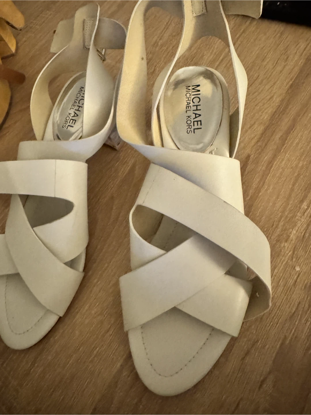 Michael Kors White Leather Strappy Heeled Sandals