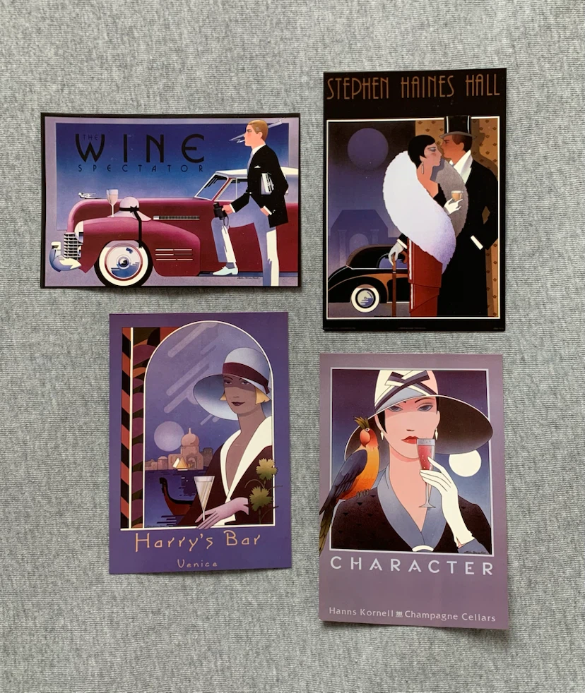 Set of 4 Art Deco Postcards - by Stephen Haines Hall