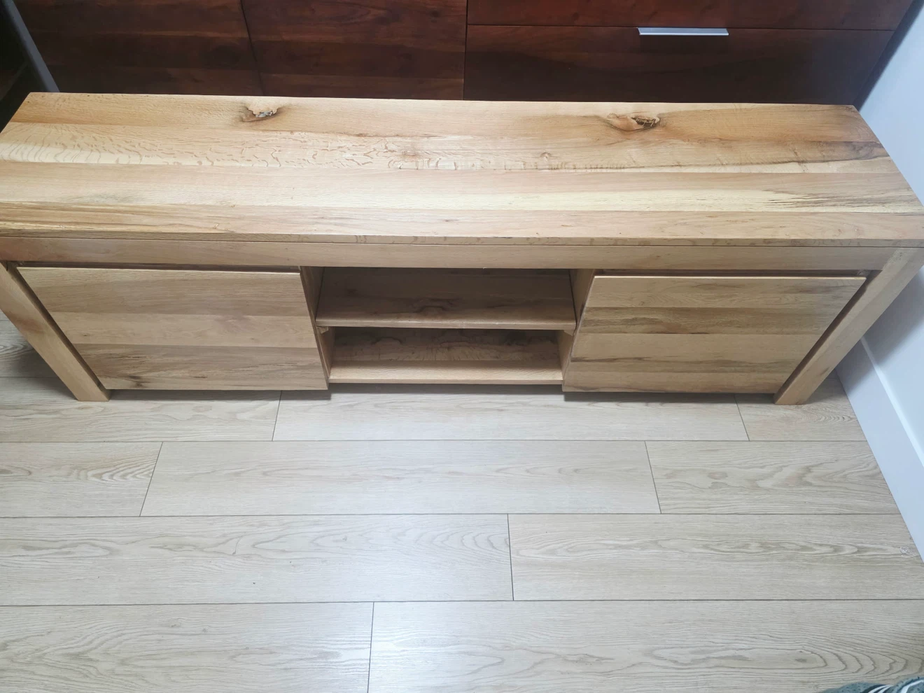 Oak Wood  TV Stand with Cabinet Storage