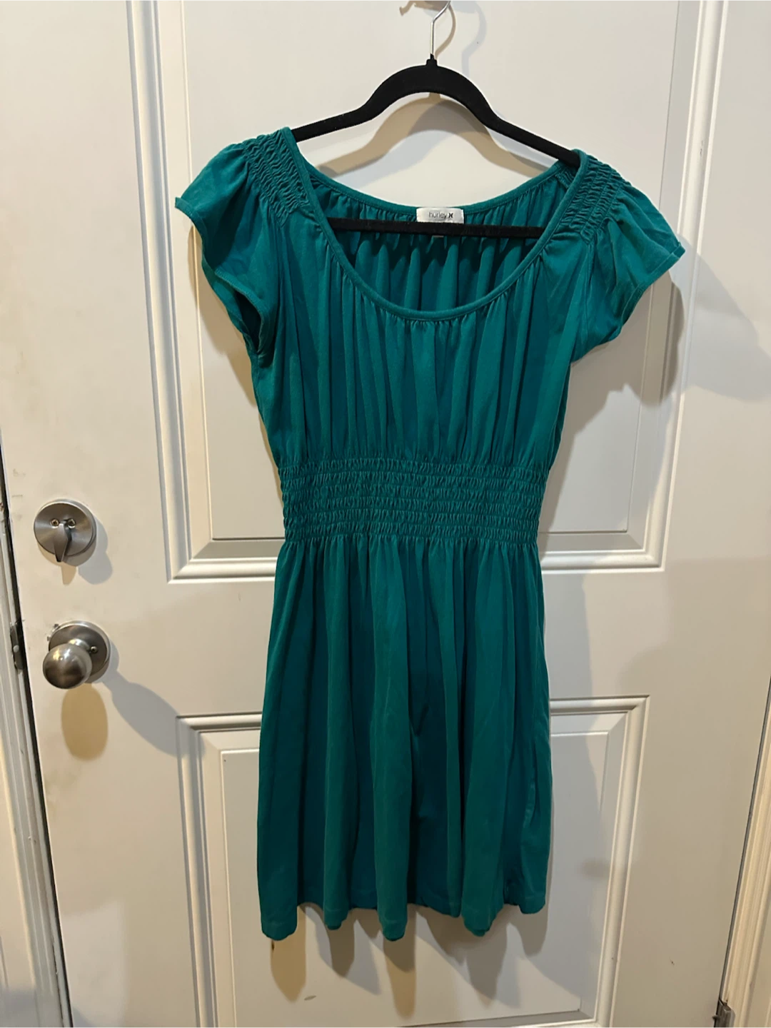 Hurley Teal Ruched Smocked Dress
