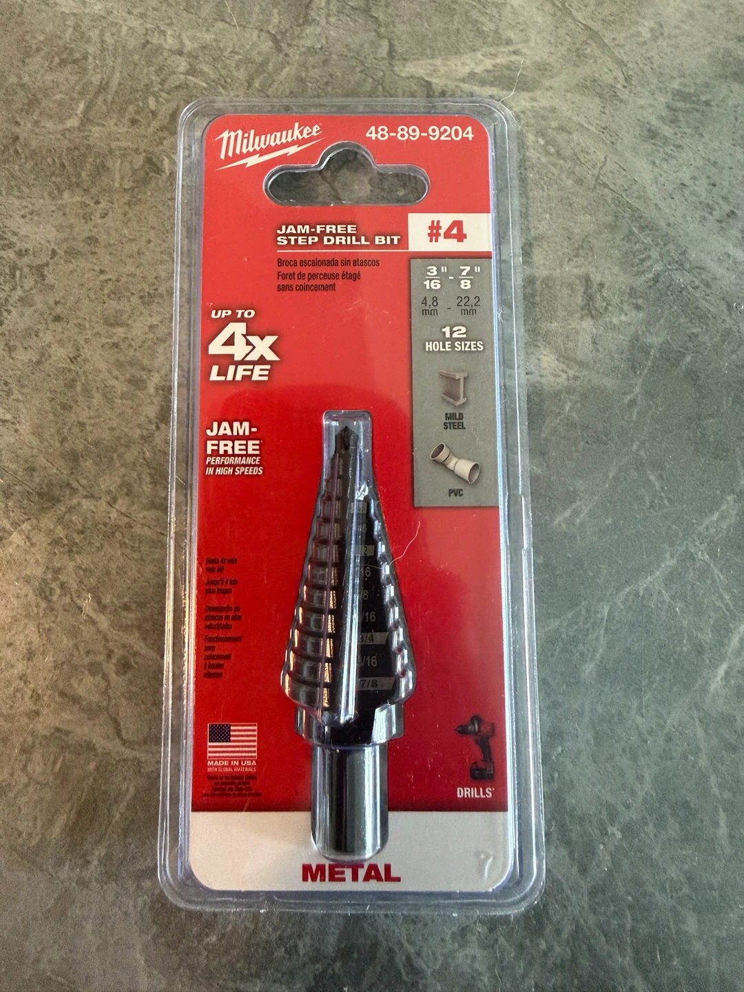 Milwaukee #4 Jam-Free Step Drill Bit