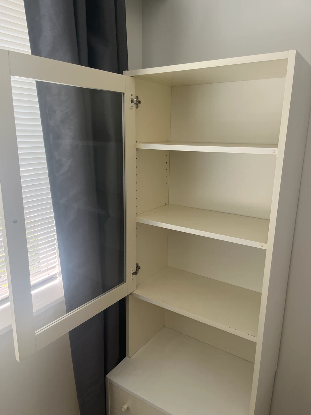 White Cabinet with Glass Door and Drawers - photo 4