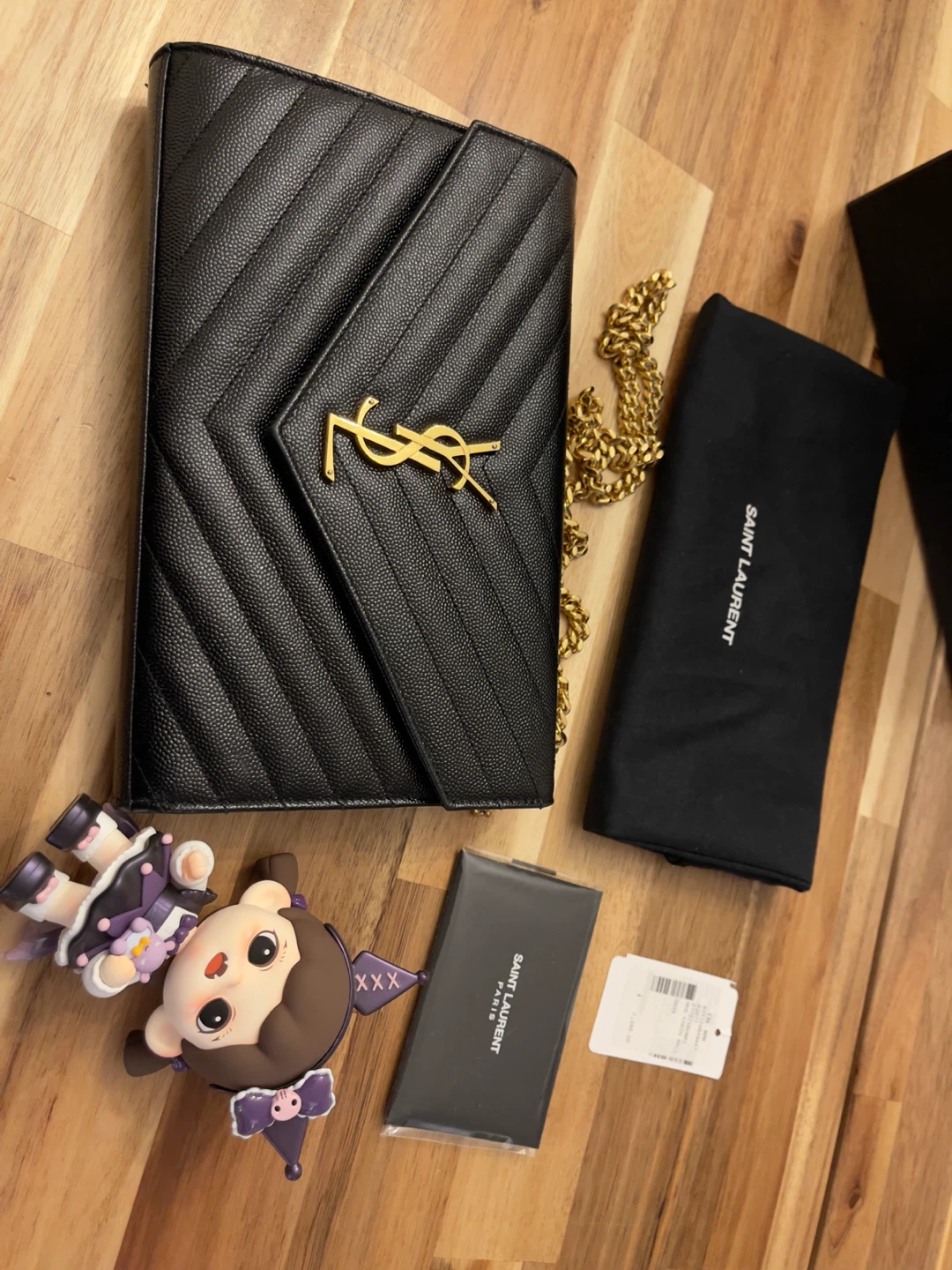 Saint Laurent Monogram Wallet on Chain Black Leather - photo 3