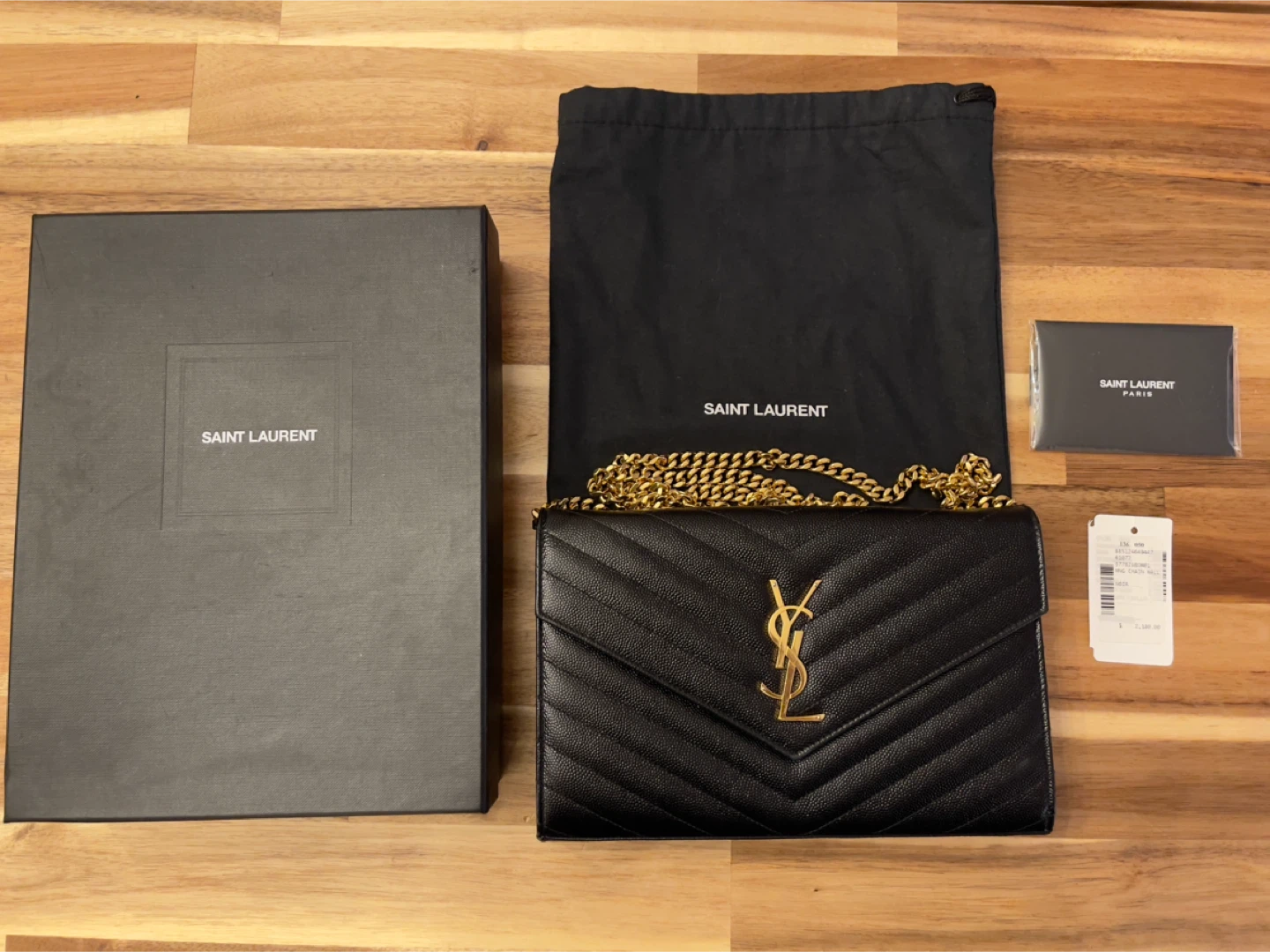 Saint Laurent Monogram Wallet on Chain Black Leather - photo 4