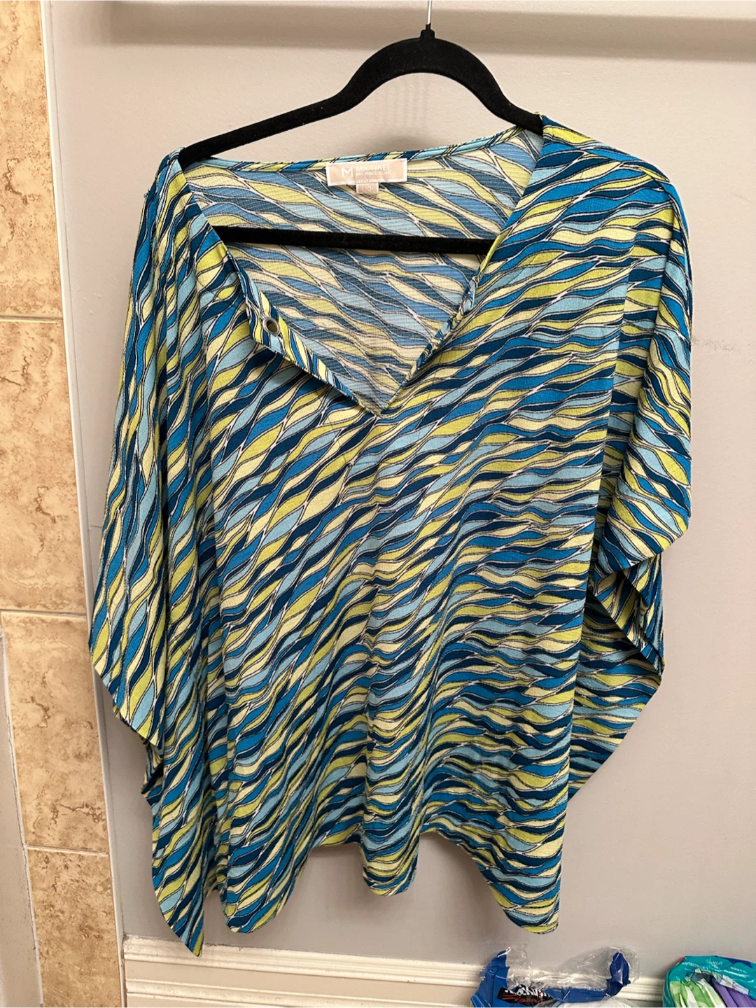 Michael Kors Women's Kaftan Top L/G Blue Yellow Print - photo 2