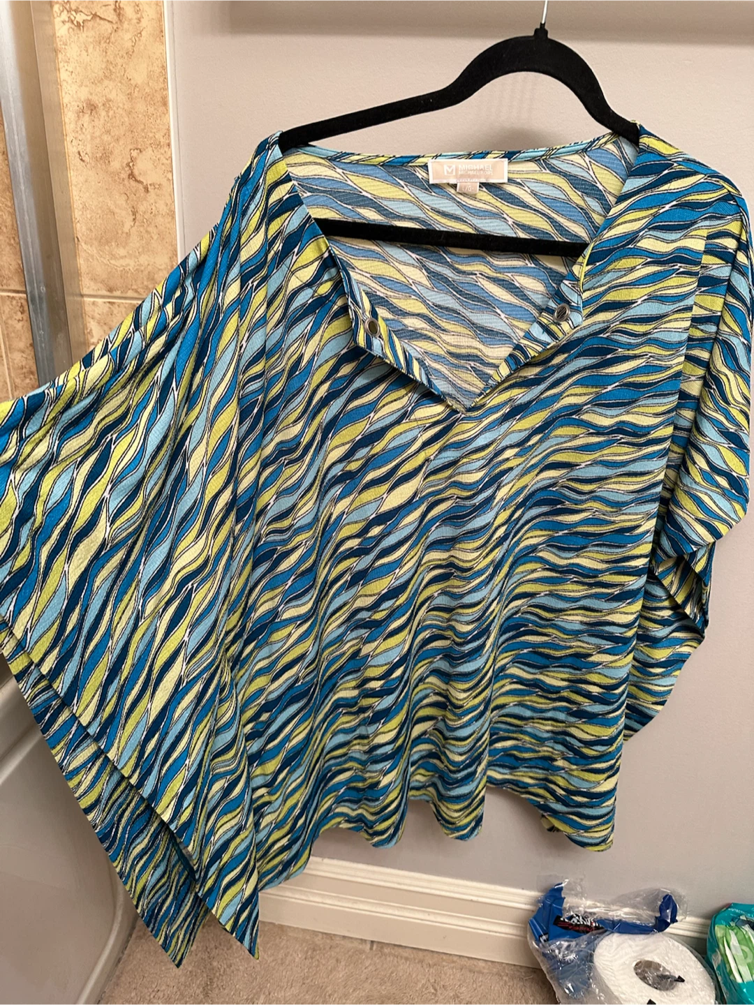 Michael Kors Women's Kaftan Top L/G Blue Yellow Print - photo 4