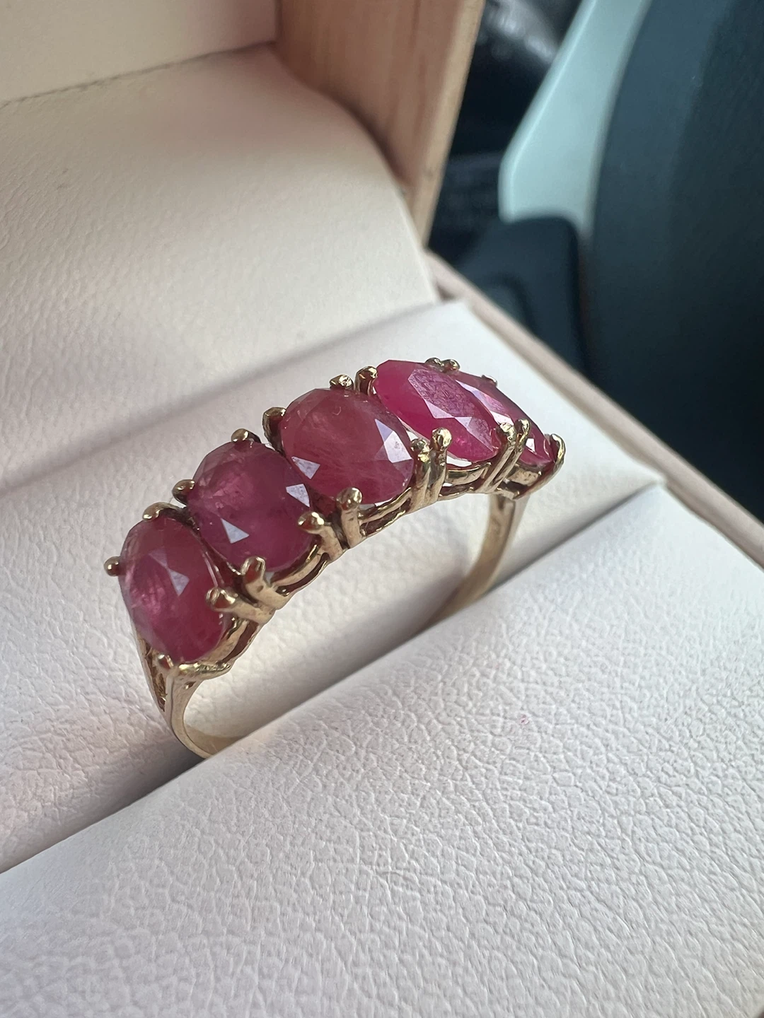 10K Gold Five Stone Ruby Ring