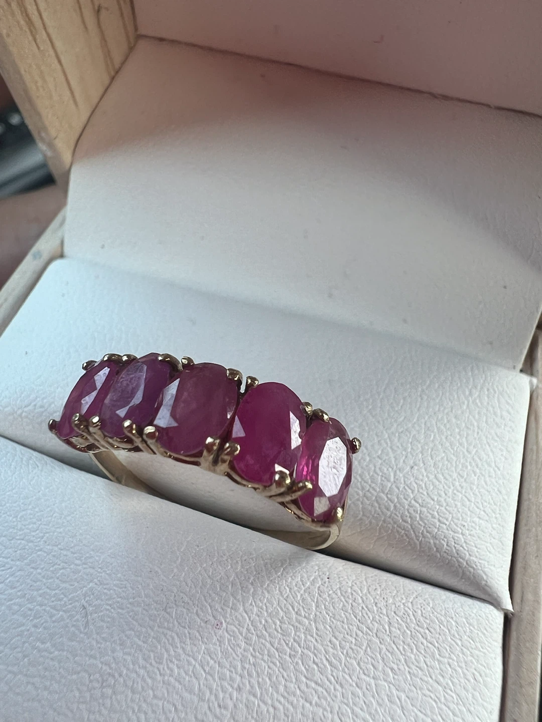 10K Gold Five Stone Ruby Ring - photo 3