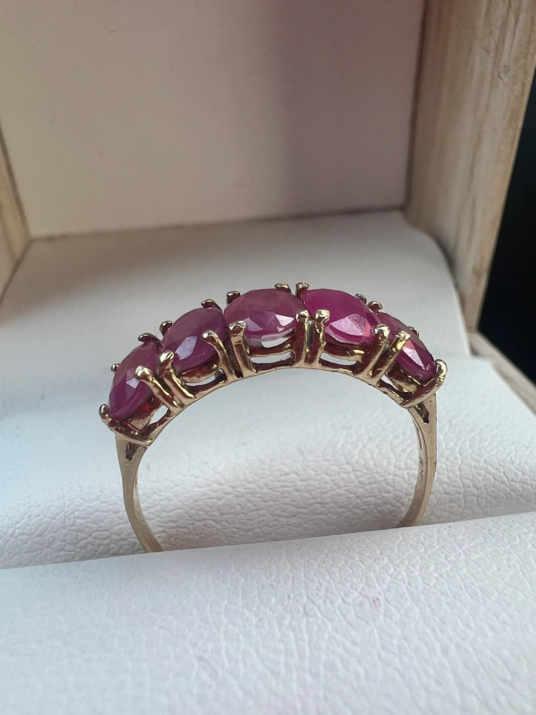 10K Gold Five Stone Ruby Ring - photo 4
