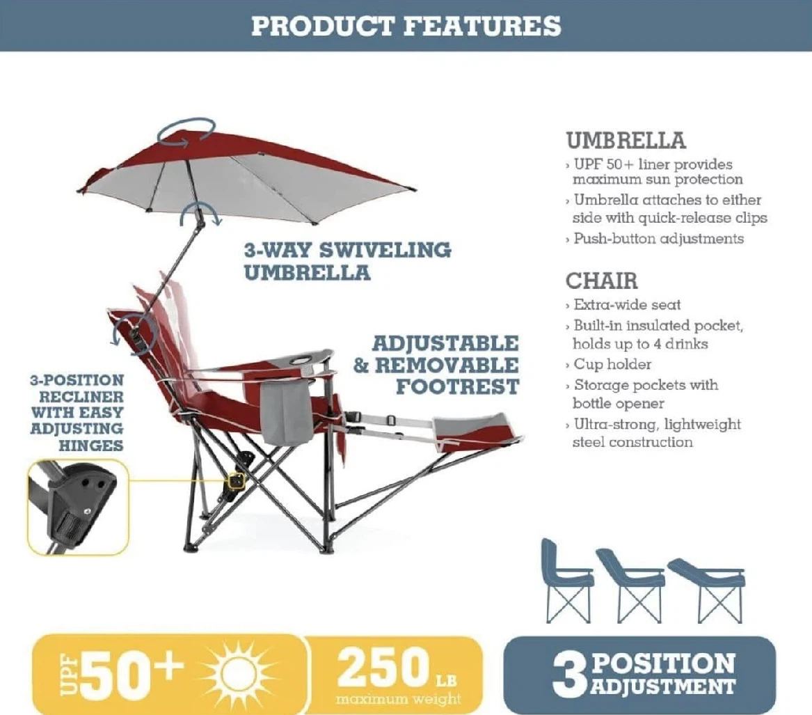 Sport-Brella Recliner Chair with Umbrella - photo 3