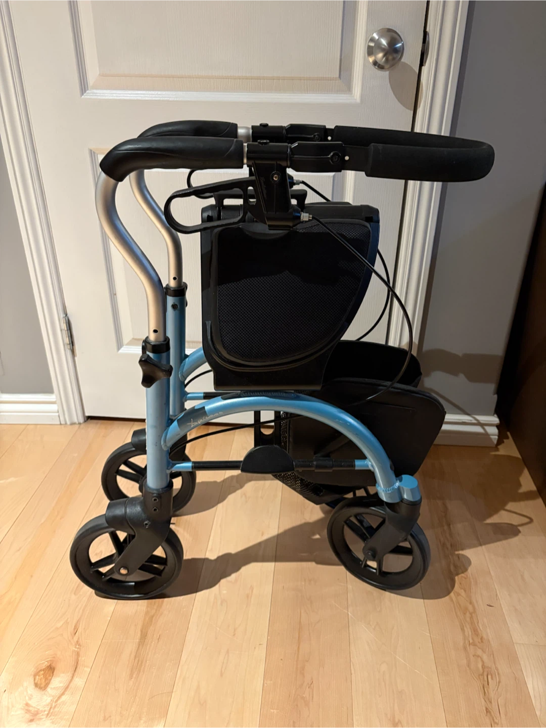 Lightweight Blue Rollator Walker with Seat and Basket