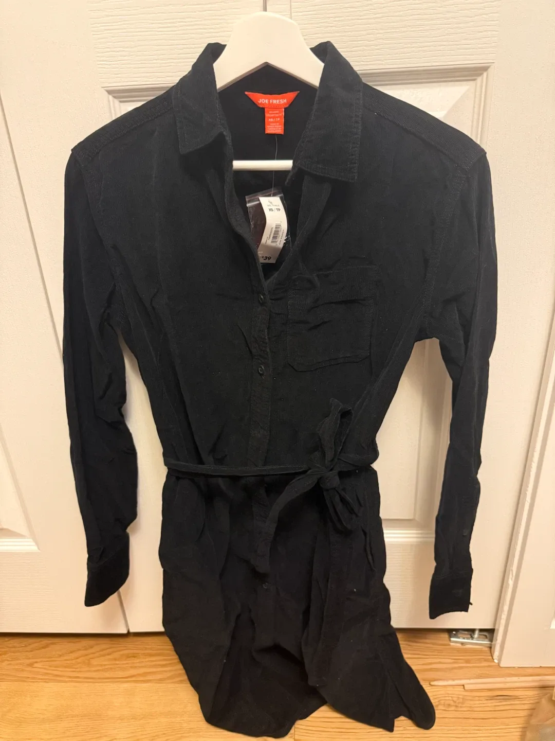 JOE FRESH Black Corduroy Shirt Dress