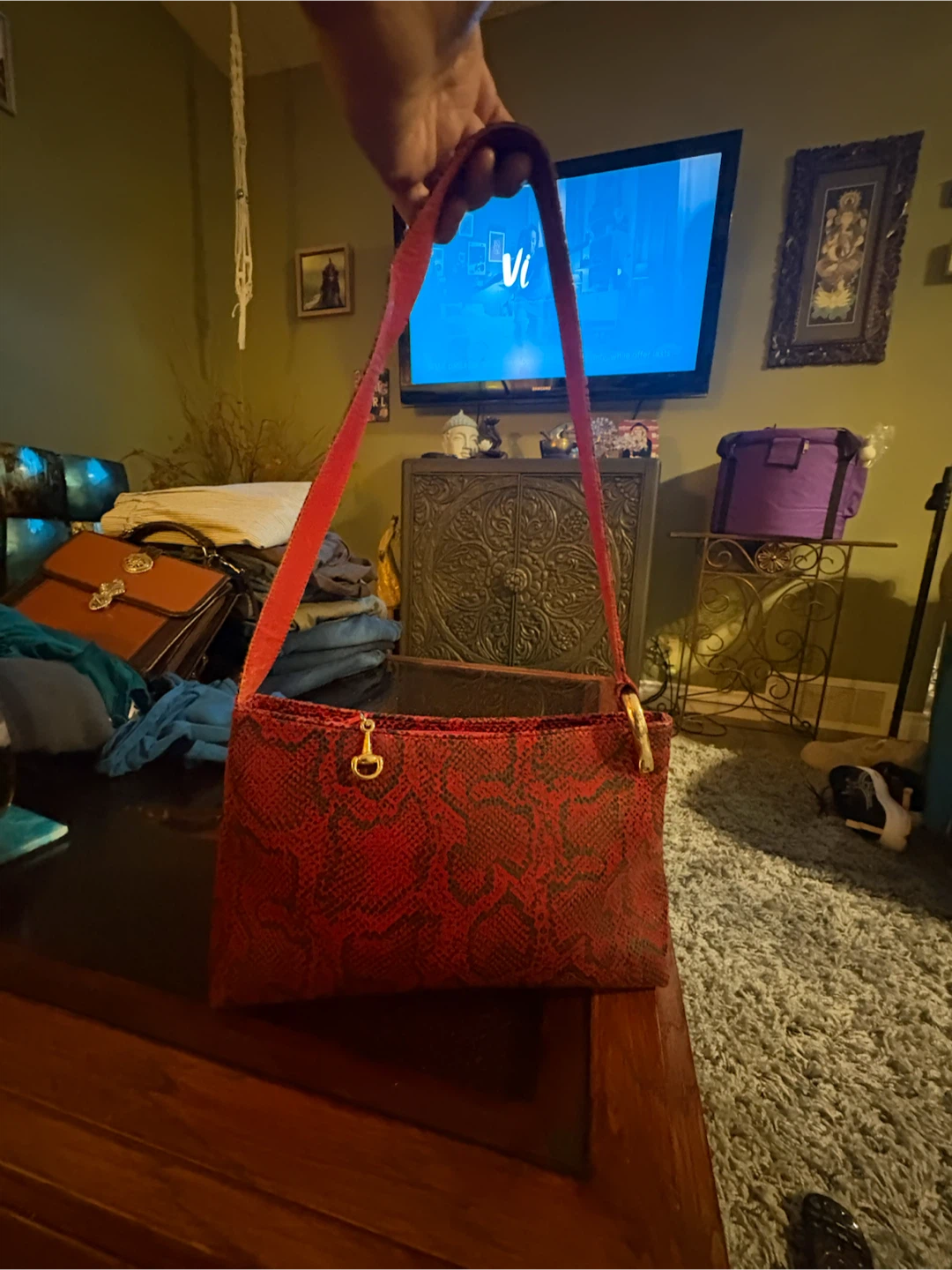 Due Fratelli Red Snakeskin Genuine Leather Shoulder Bag - photo 3