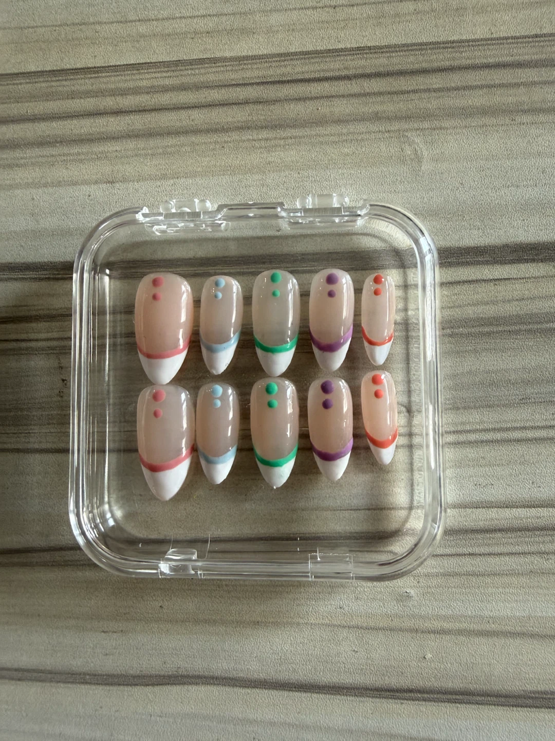 Rainbow French Handmade Press-On Nails