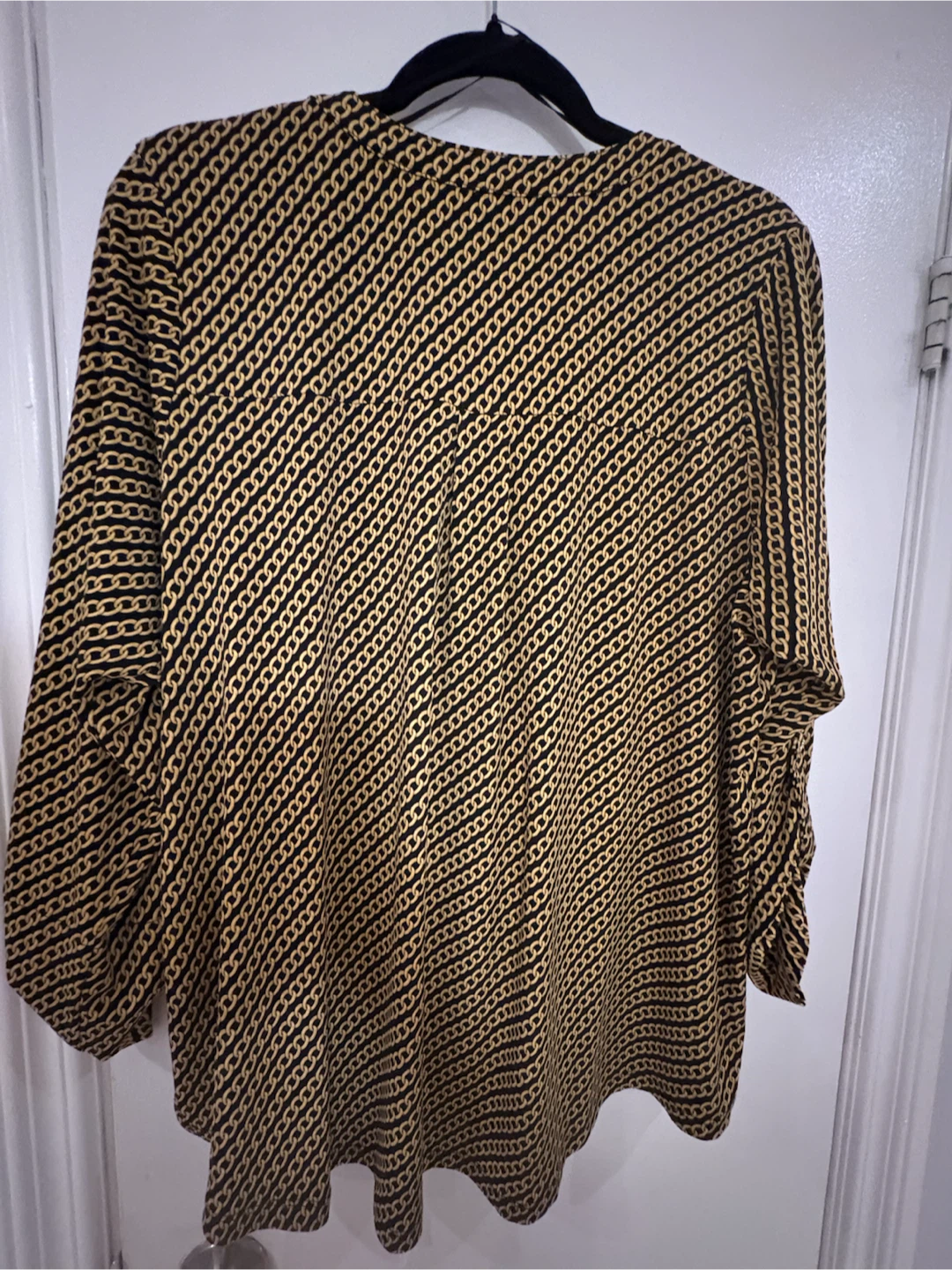 Michael Kors Black & Gold Chain Print Zipper Top 1X - photo 4