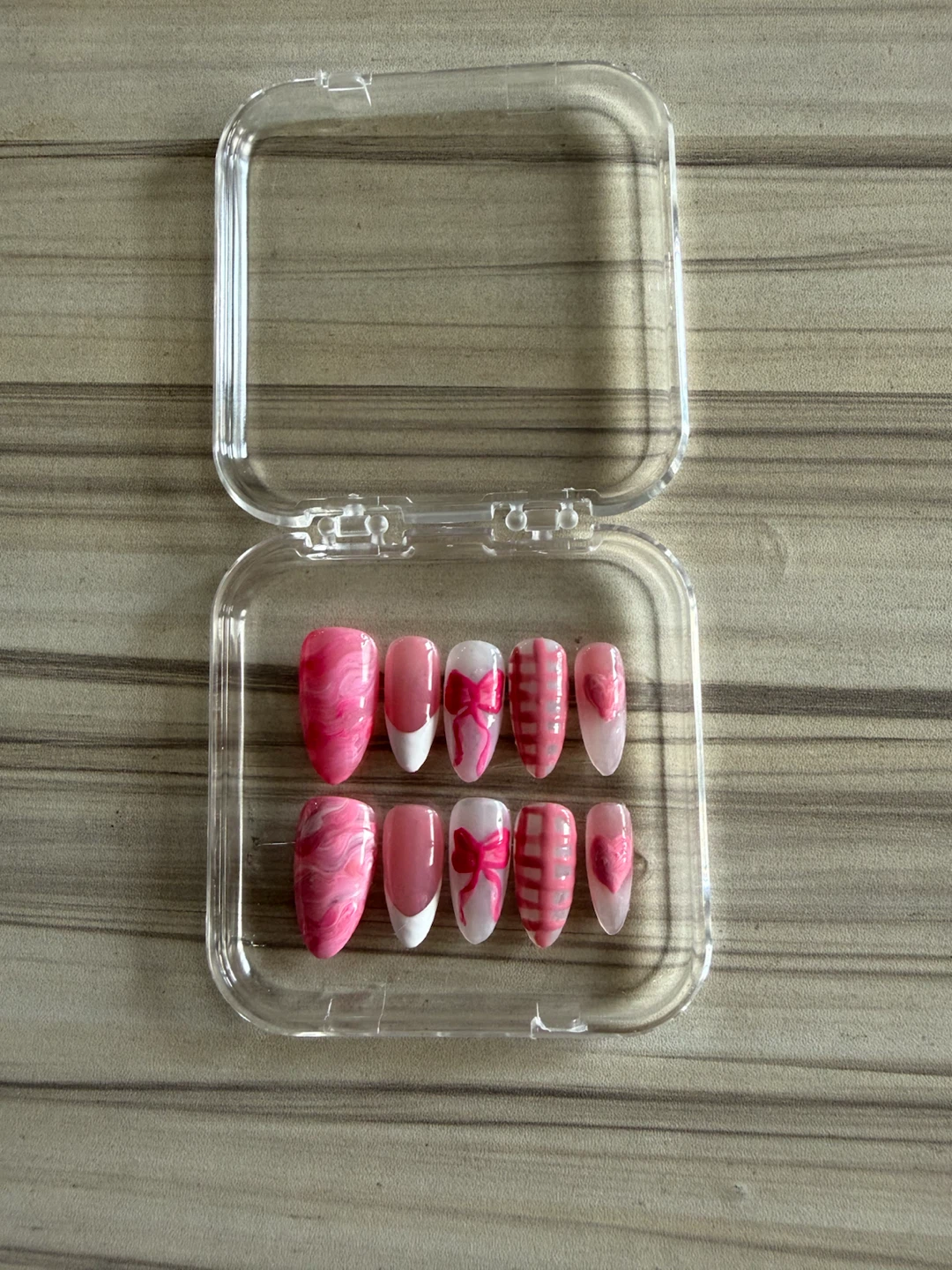 Pink Press-On Nails with Bows and Hearts - photo 2
