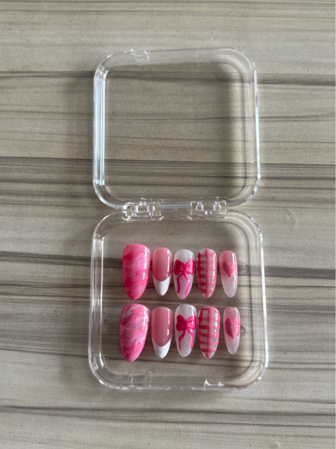 Pink Press-On Nails with Bows and Hearts - photo 4