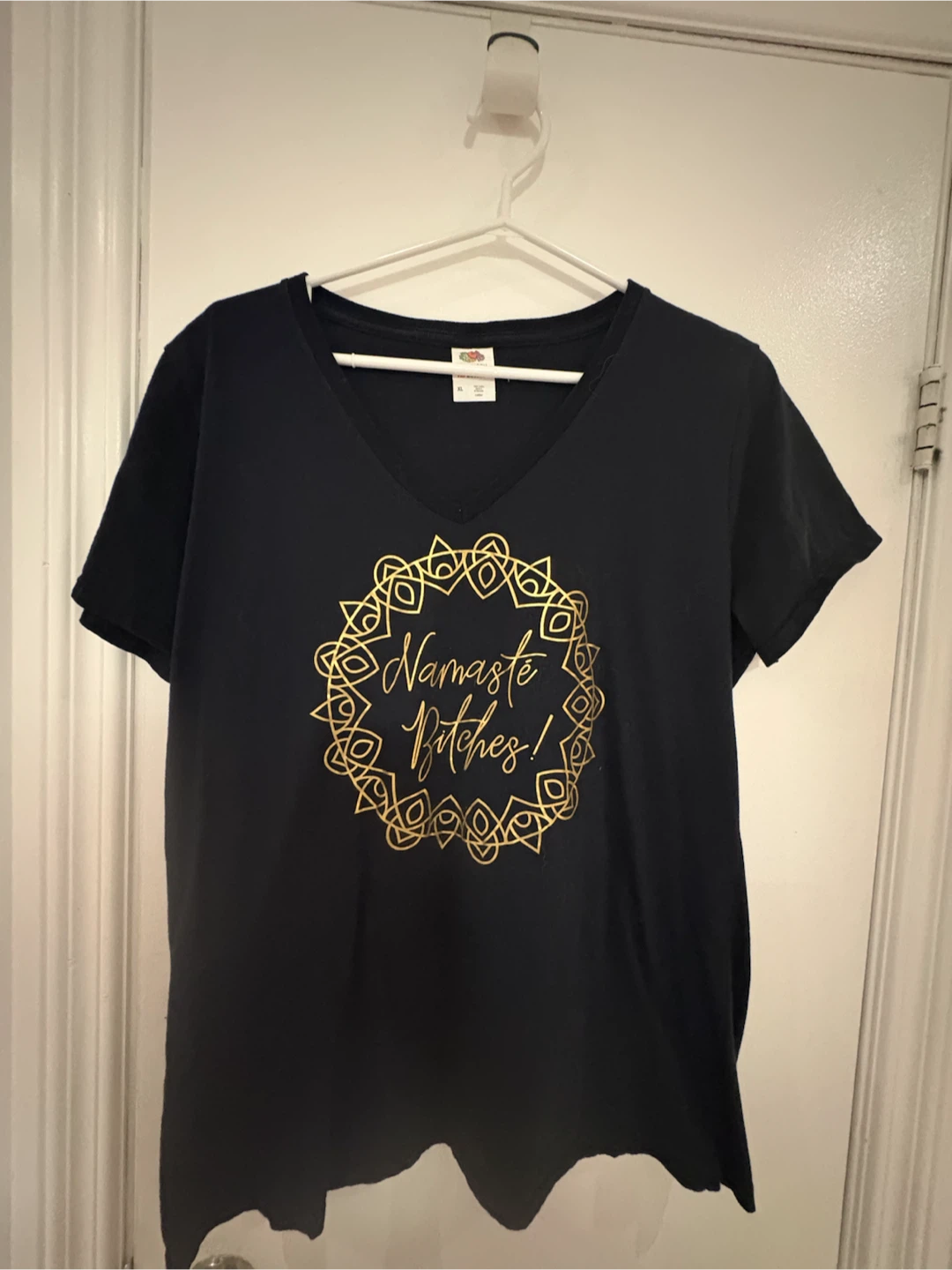 Fruit of the Loom "Namaste Bitches" V-Neck T-Shirt XL