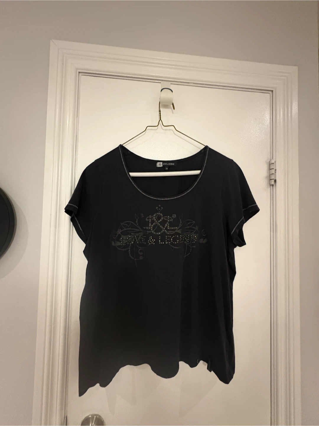 Love & Legend Black Embellished T-Shirt