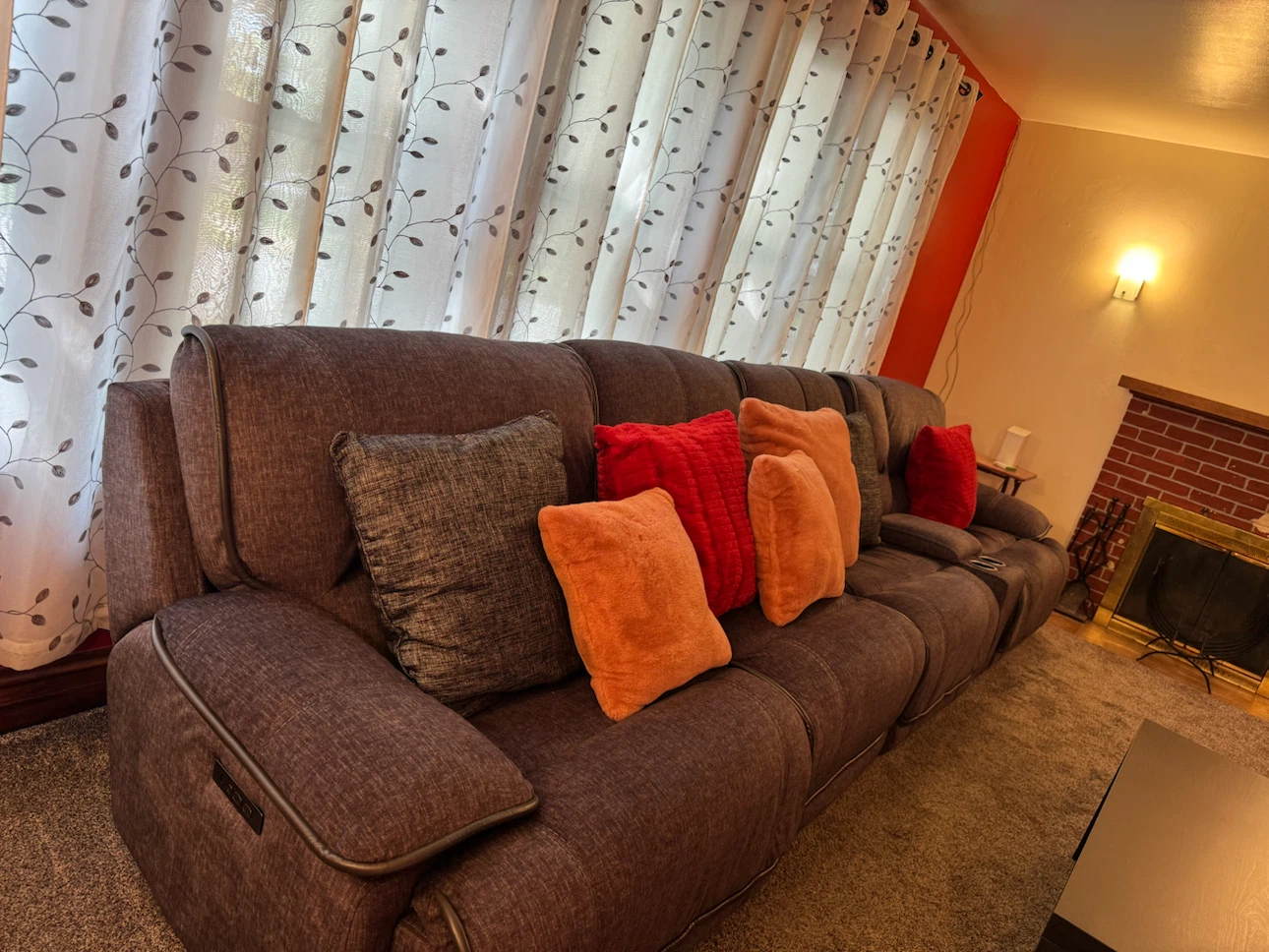 Gray Sectional Sofa with Recliners and Cup Holders