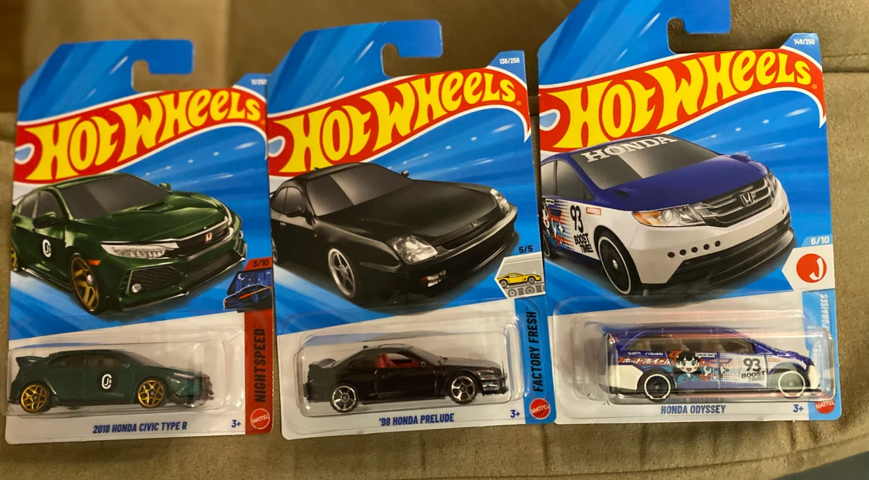 Hot Wheels Honda Civic Type R, Prelude, and Odyssey Lot