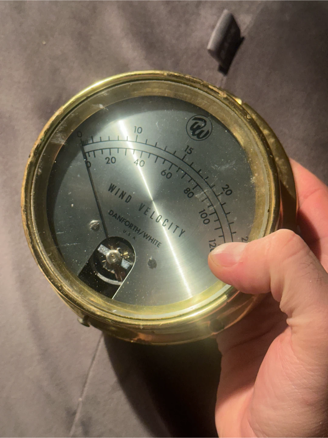 Vintage Danforth/White Brass Wind Velocity Gauge 5.5"
