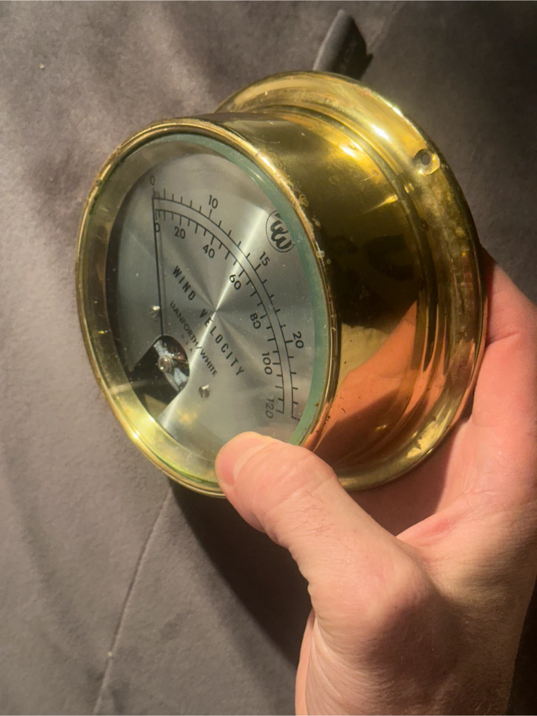 Vintage Danforth/White Brass Wind Velocity Gauge 5.5" - photo 3