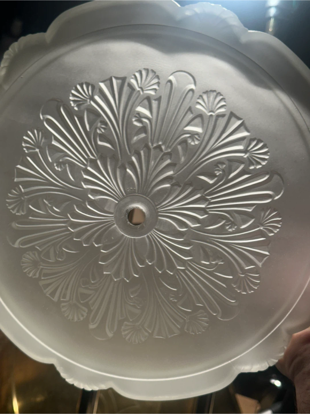 Antique Art Deco Embellished Glass Light Shade 29cm