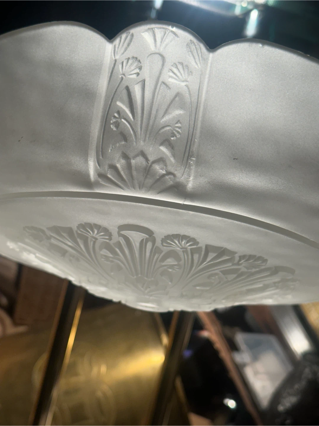 Antique Art Deco Embellished Glass Light Shade 29cm - photo 2