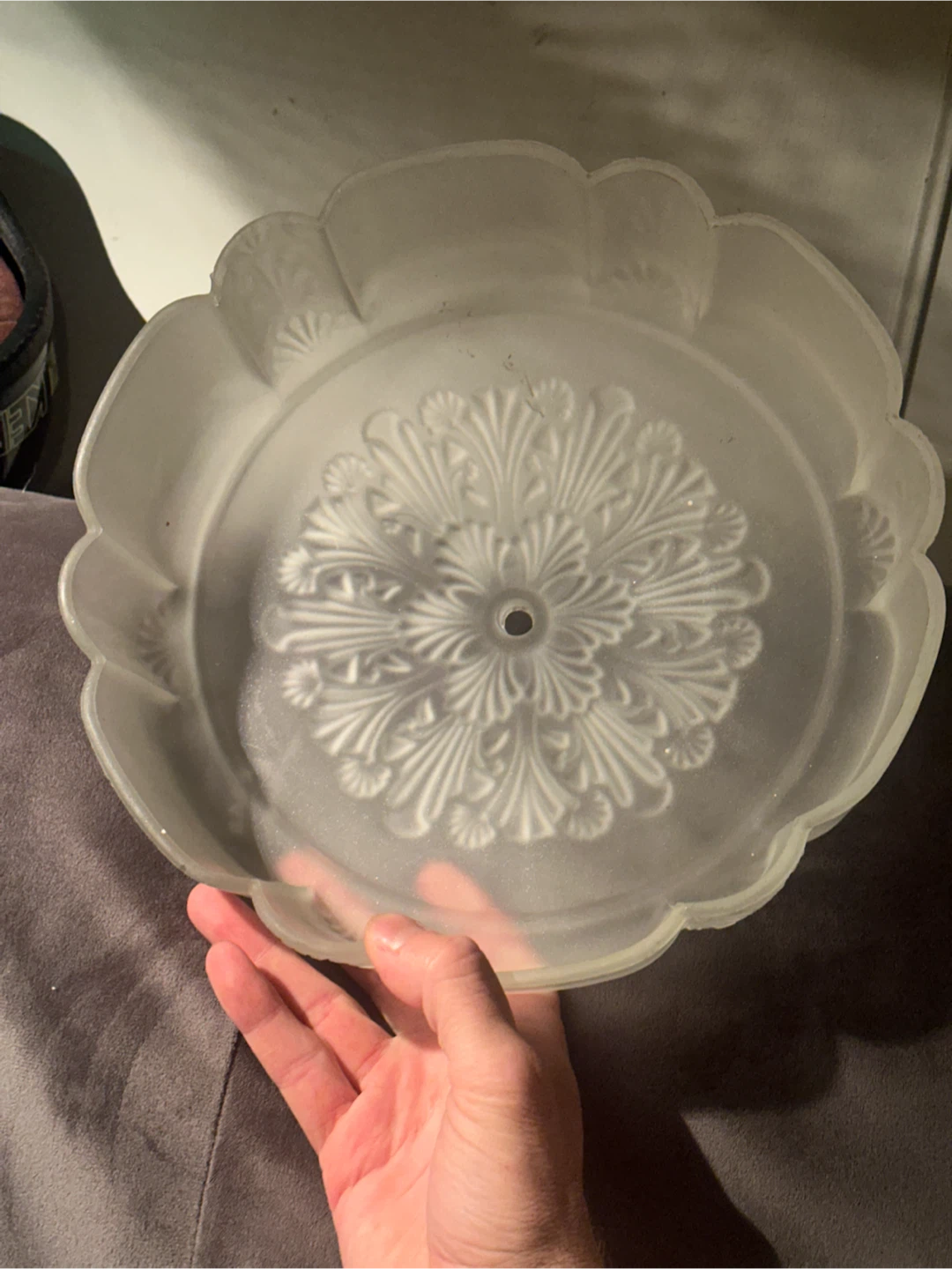 Antique Art Deco Embellished Glass Light Shade 29cm - photo 5