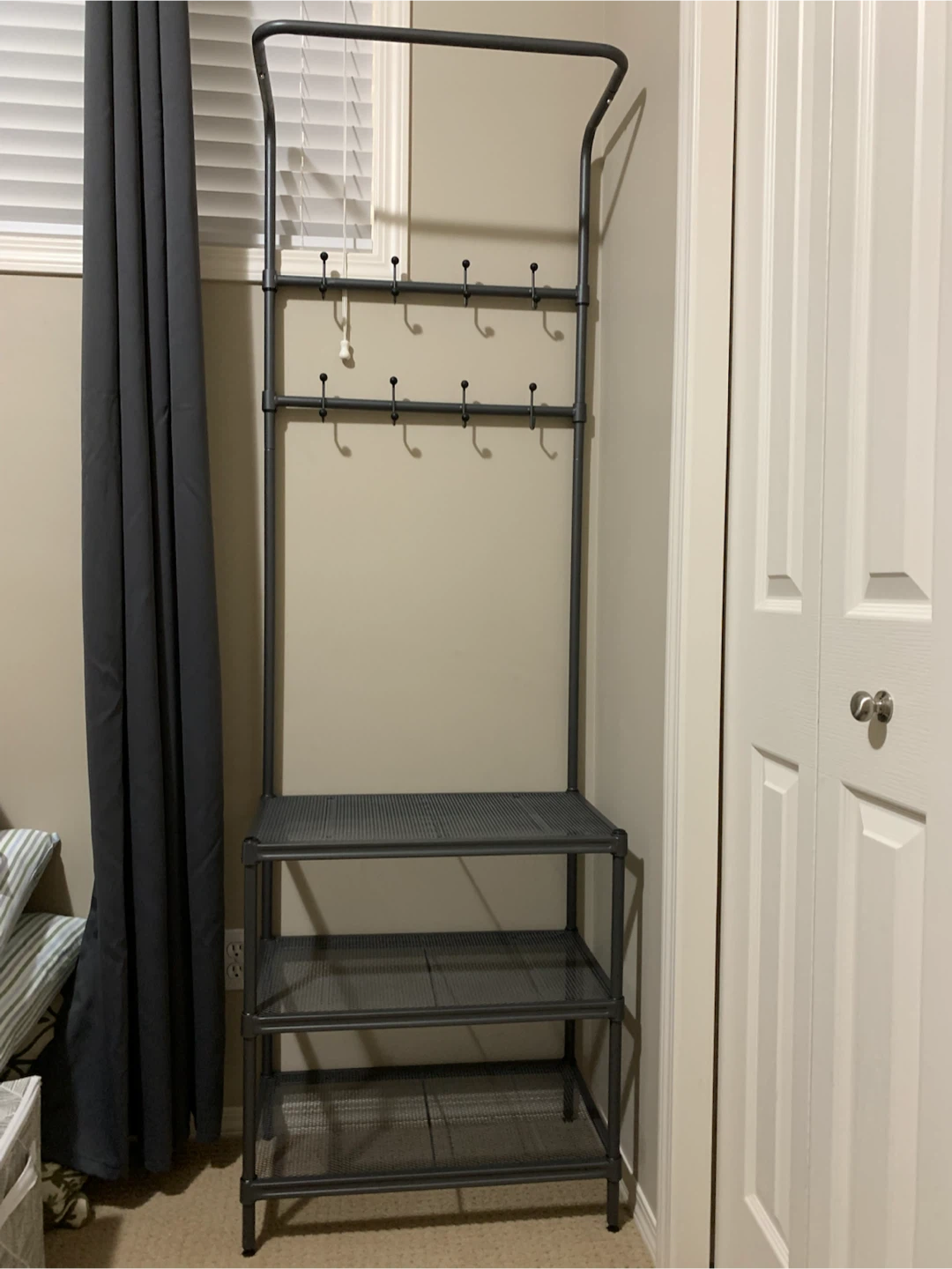 Metal Coat Rack with 3-tier Storage
