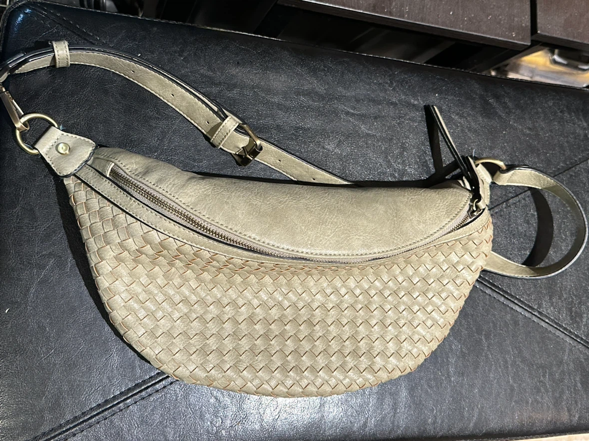 Light Grey Woven Fanny Pack / Crossbody Bag - photo 3