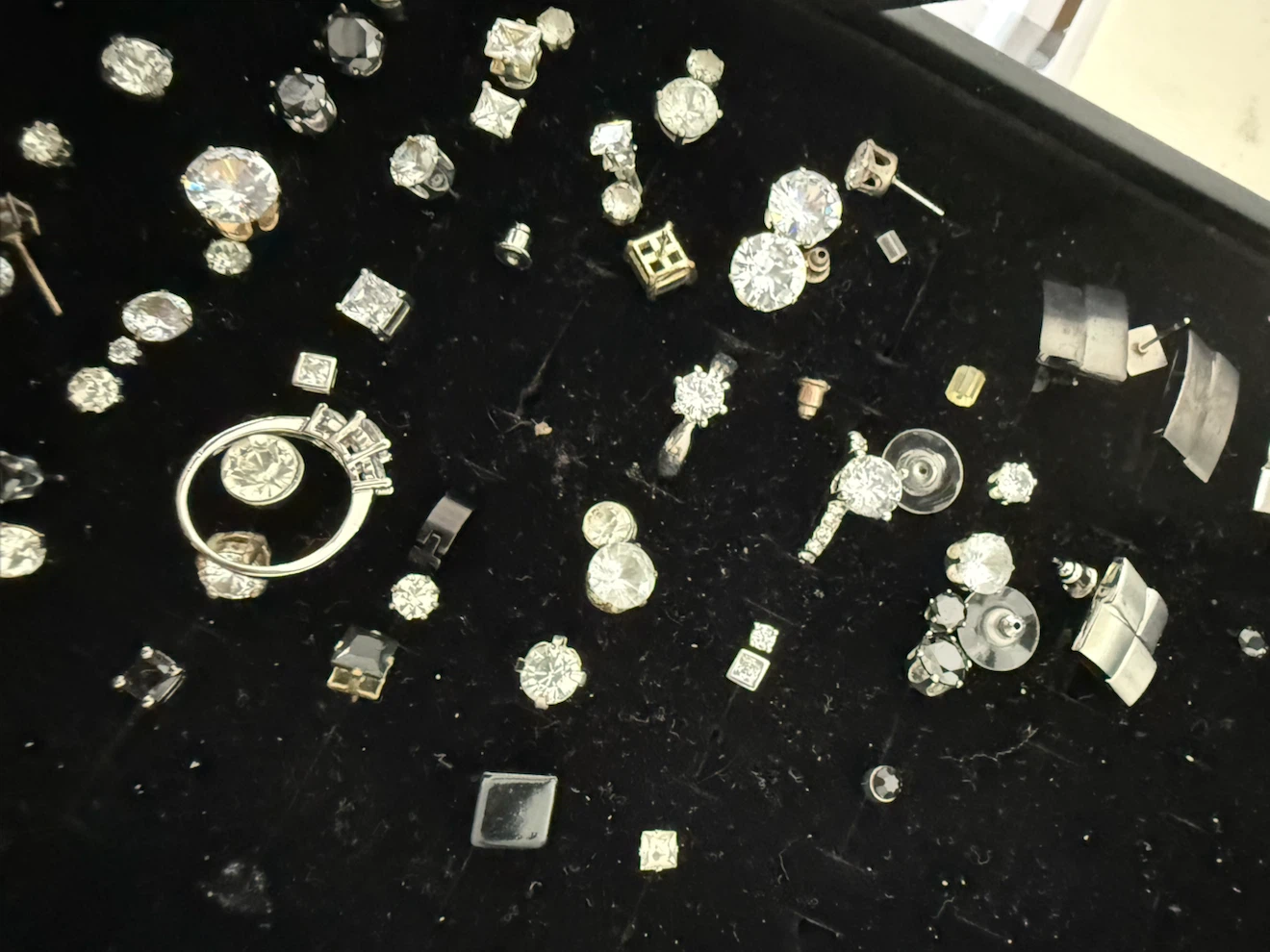 Assorted Crystal Stud Earrings and Ring