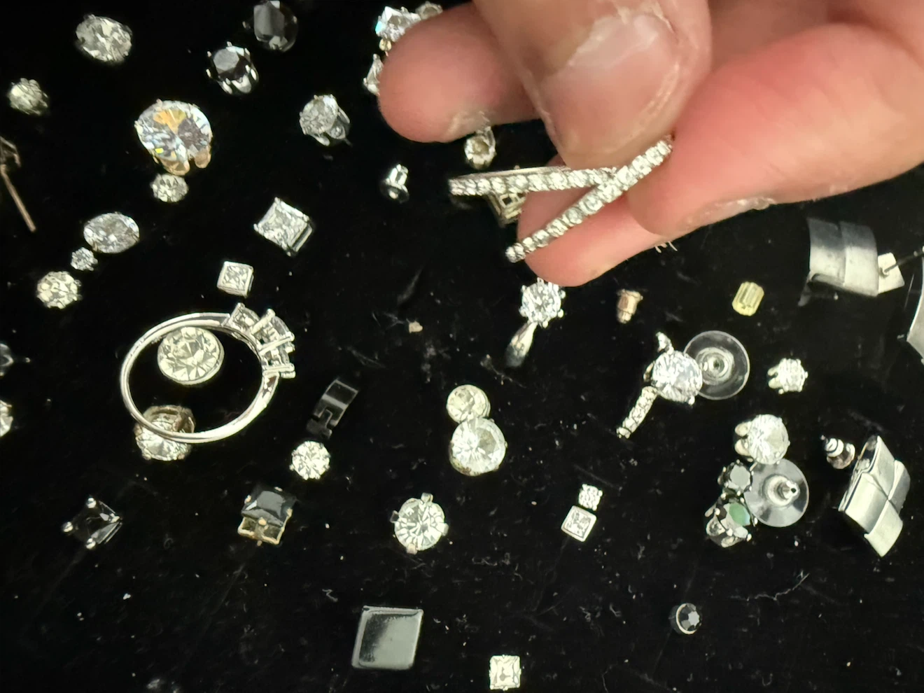 Assorted Crystal Stud Earrings and Ring - photo 2