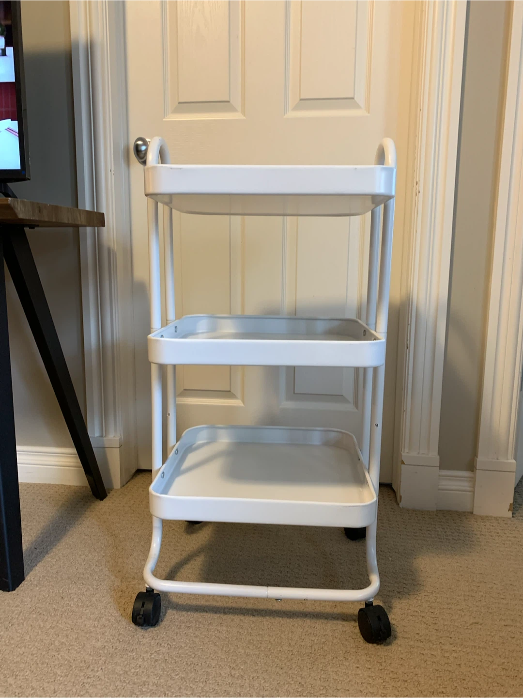 White 3-Tier Rolling Utility Cart