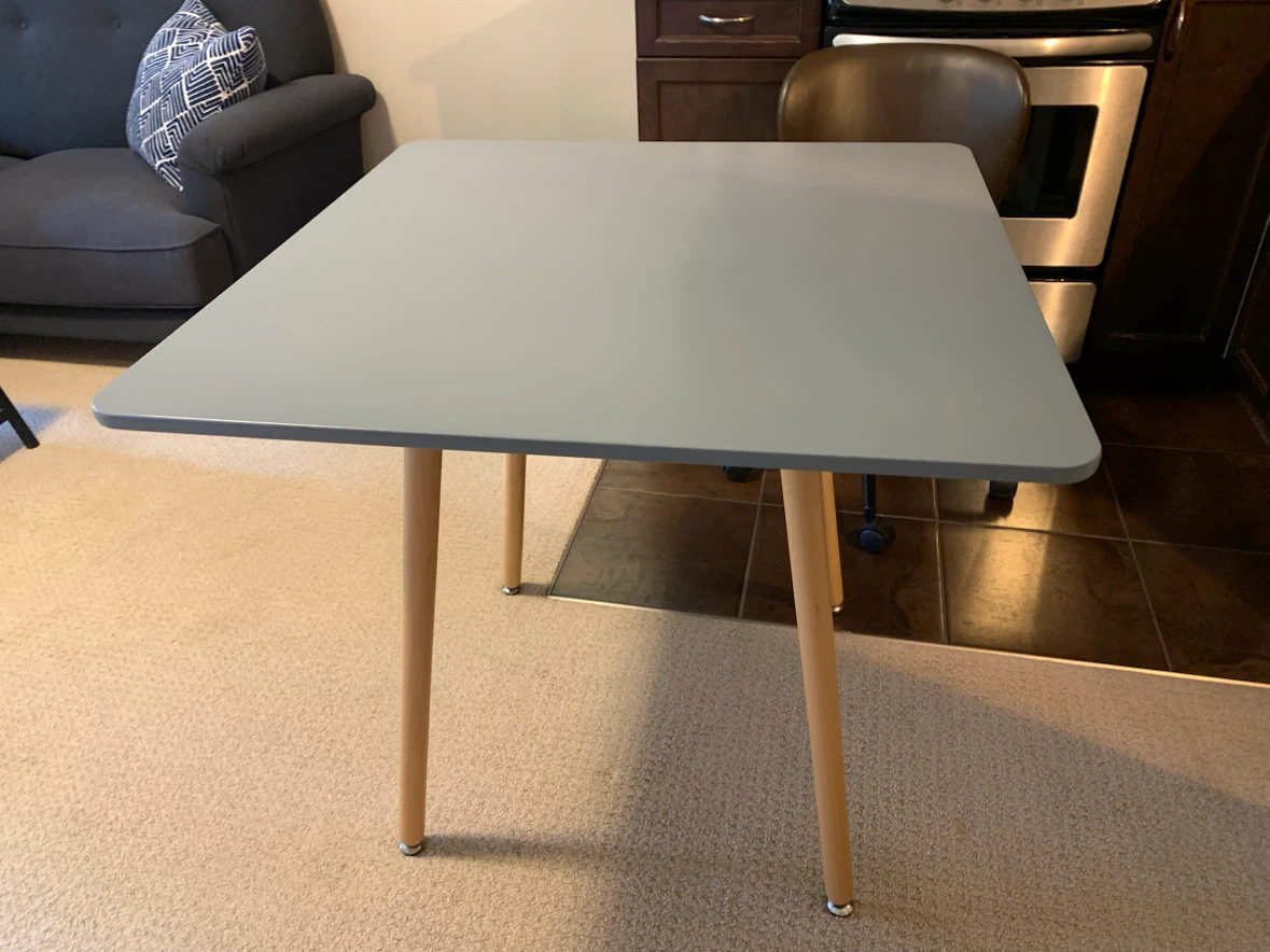 Grey Dining Table with Wooden Legs