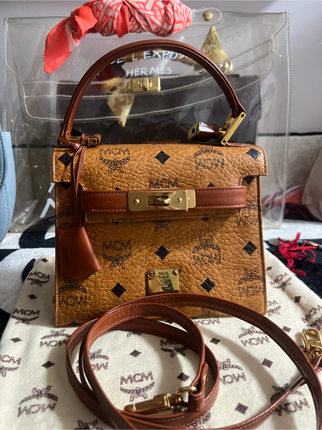 MCM Visetos Mini Satchel Bag