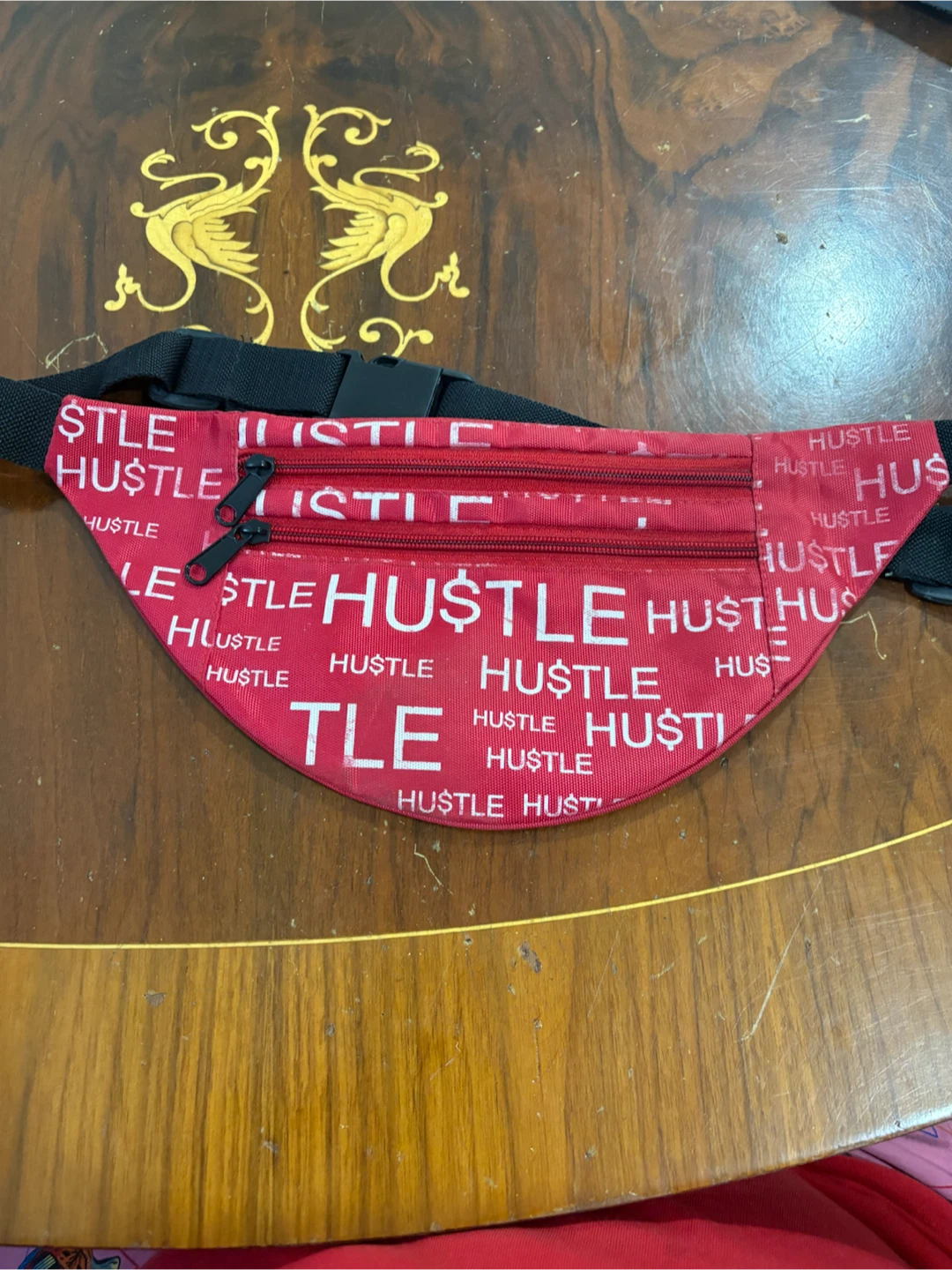 Red Fanny Pack with "Hustle" Print