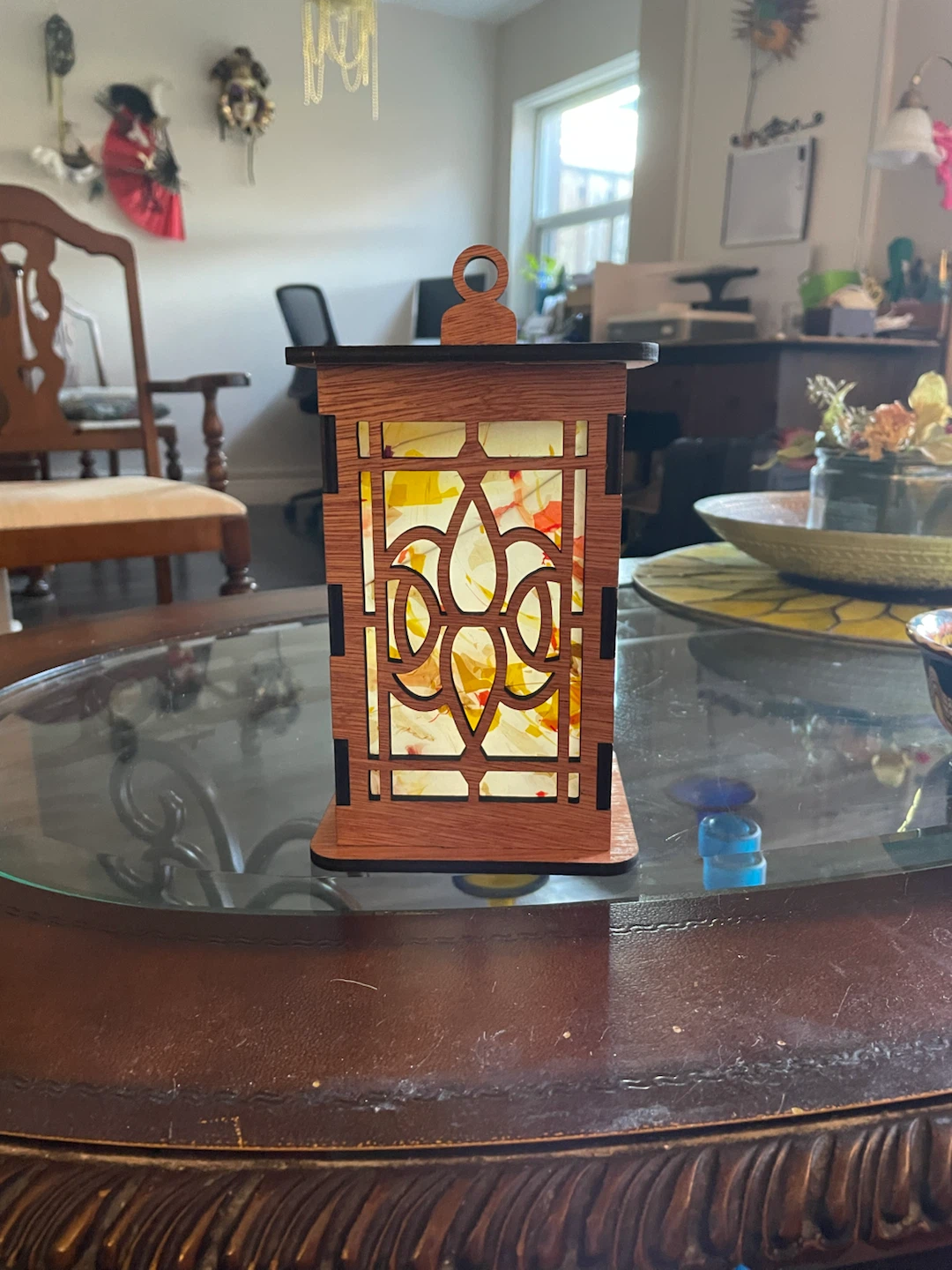 Wooden Lantern with LED Candle