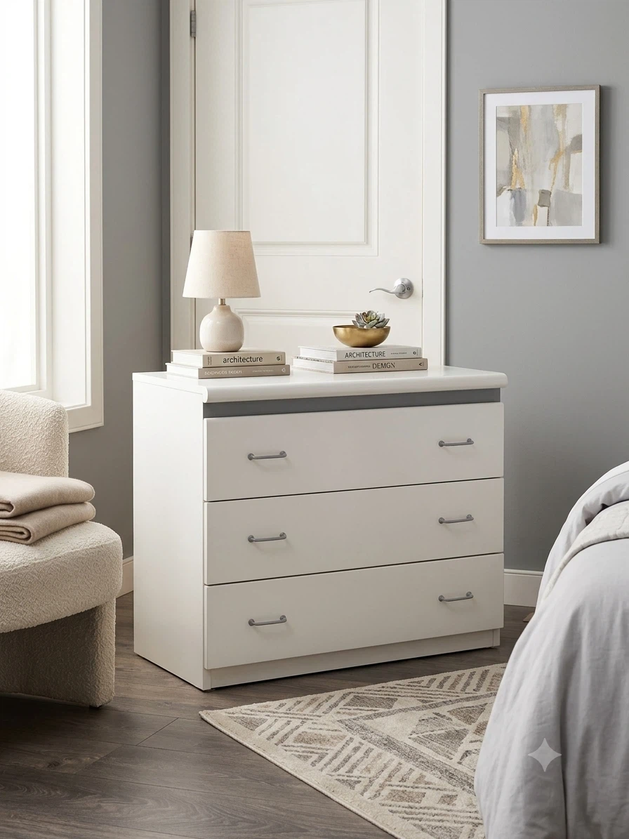 White 3-Drawer Dresser
