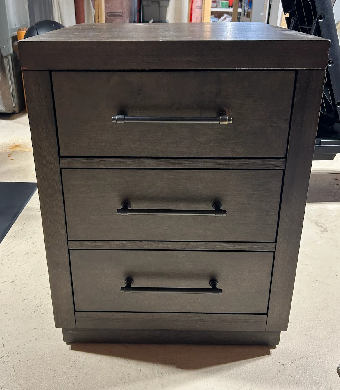 Dark Wood Nightstand with 3 Drawers