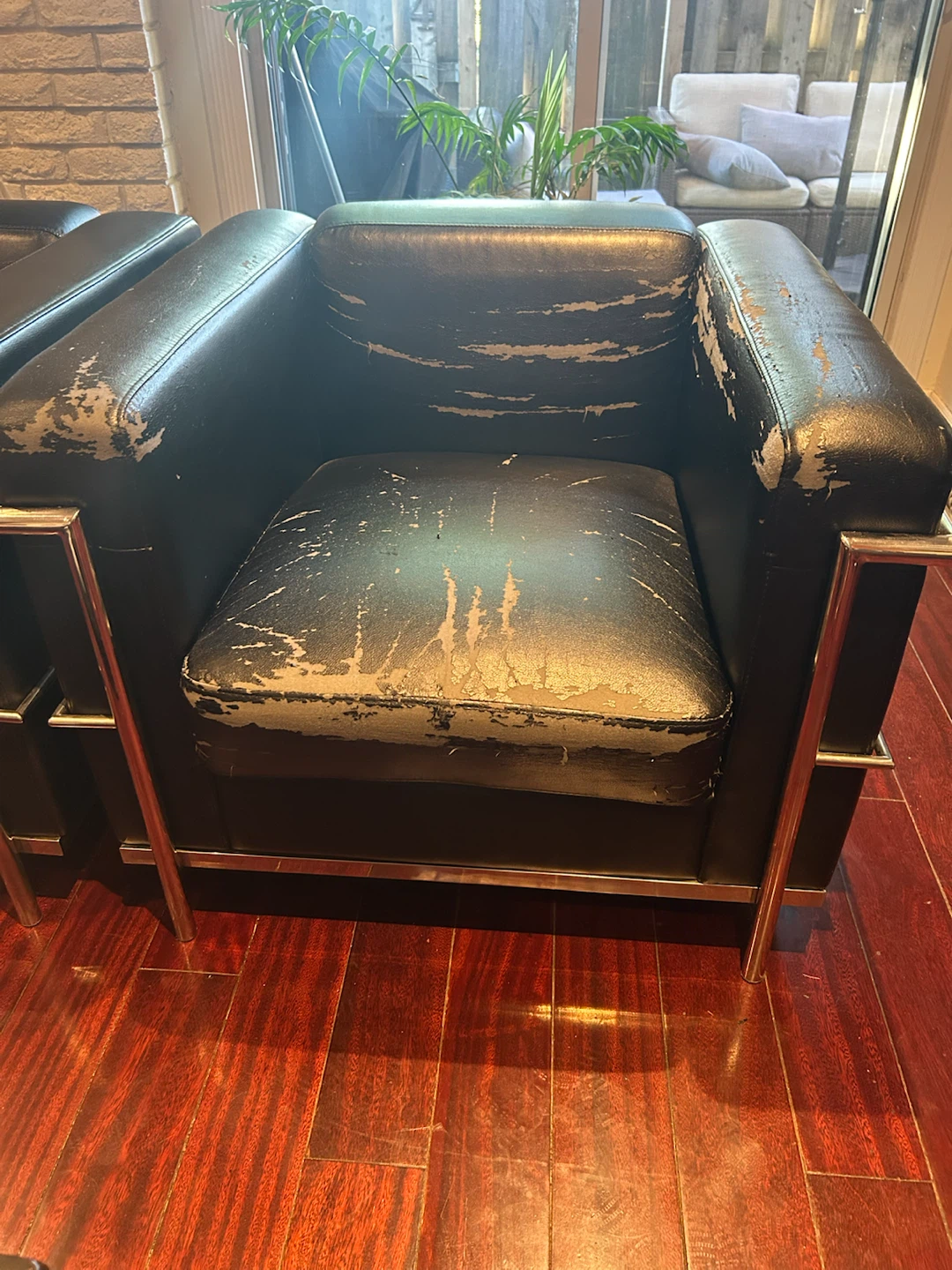 3 Black Armchair with Chrome Frame