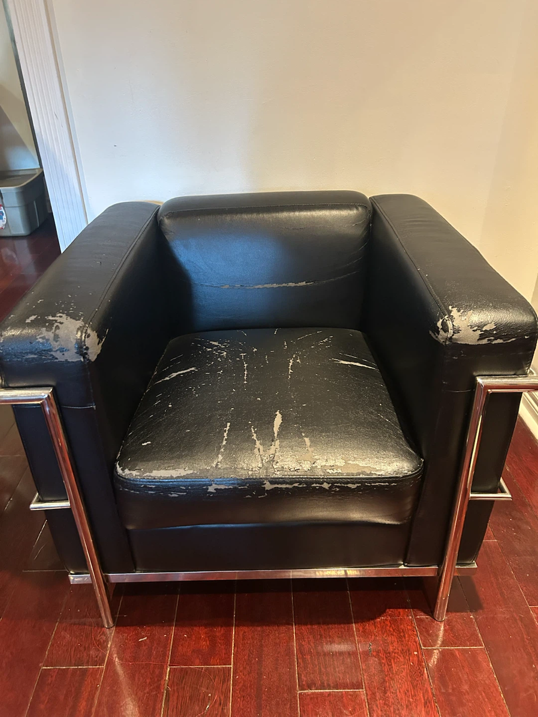 3 Black Armchair with Chrome Frame - photo 3