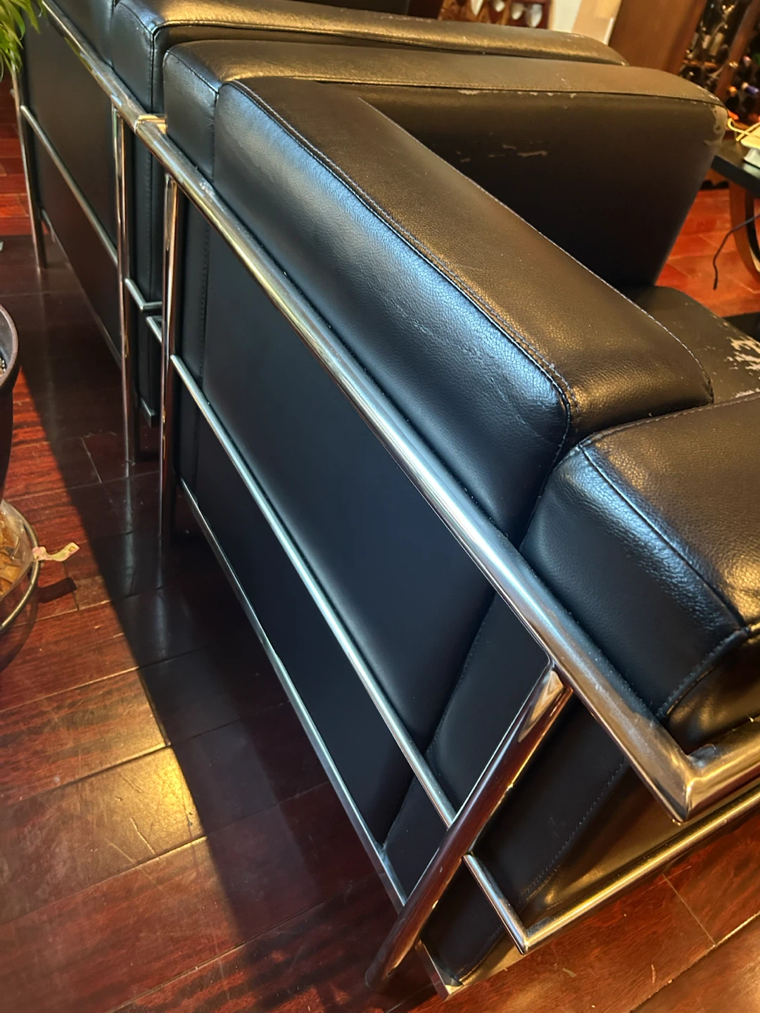 3 Black Armchair with Chrome Frame - photo 4