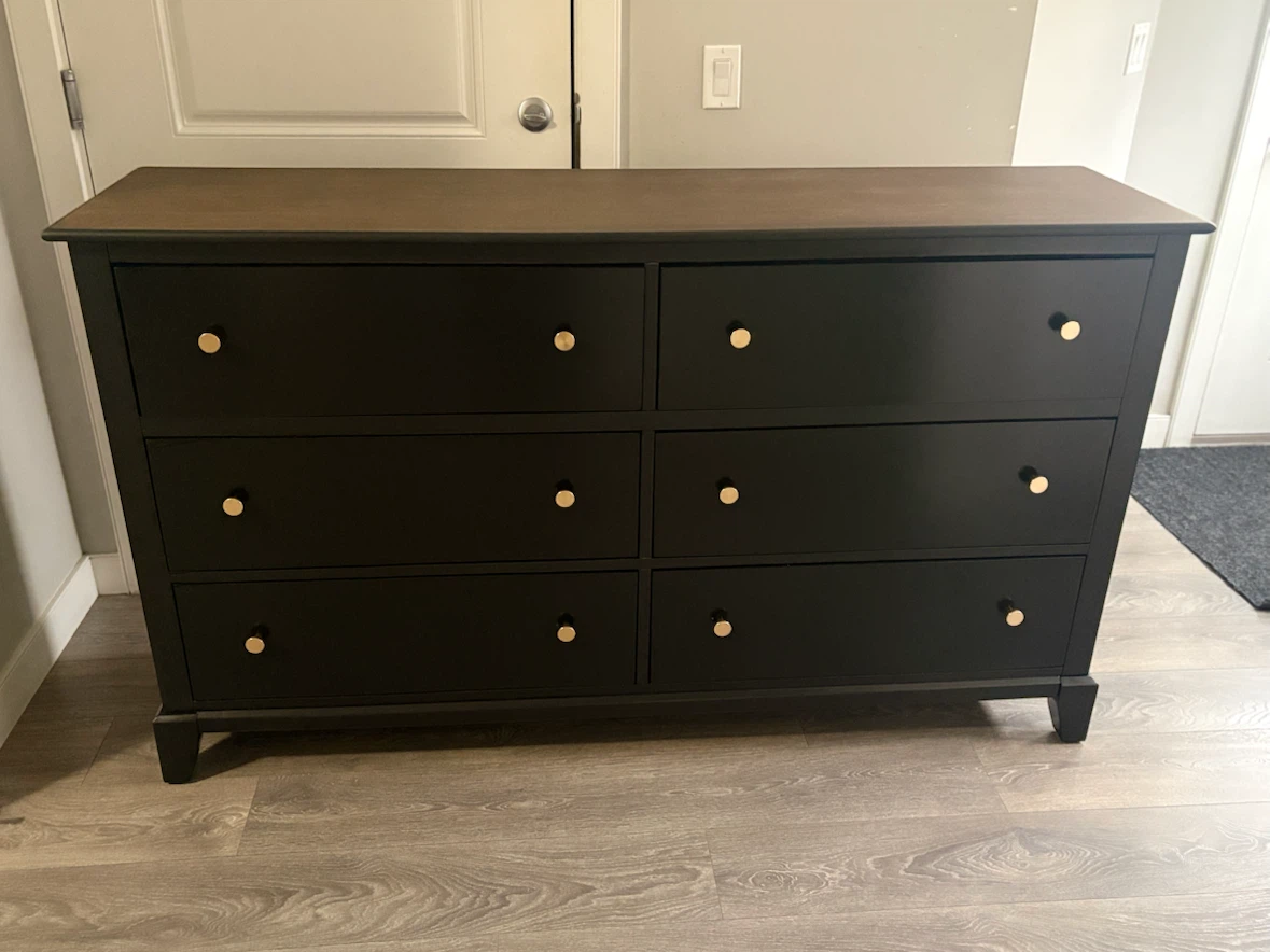 Black 6-Drawer Dresser with Gold Knobs - photo 2
