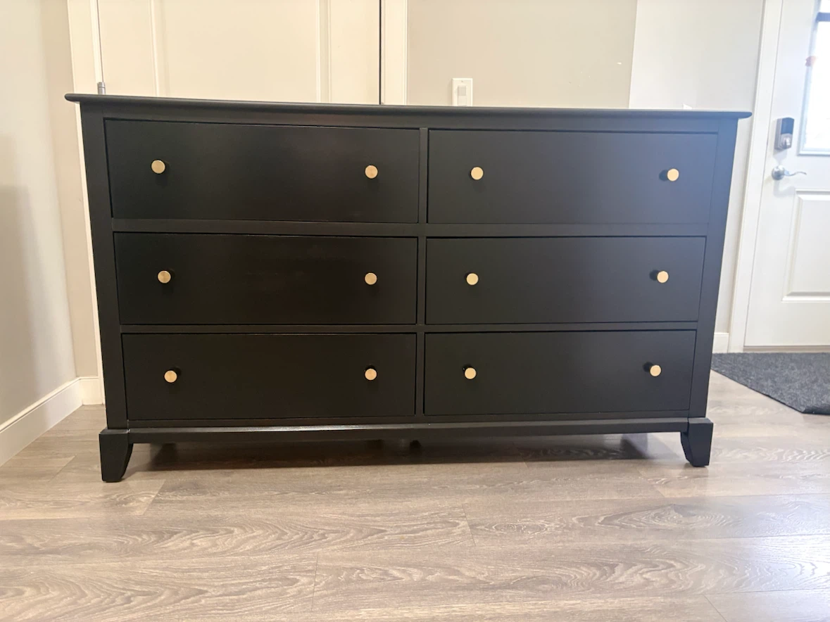 Black 6-Drawer Dresser with Gold Knobs - photo 3
