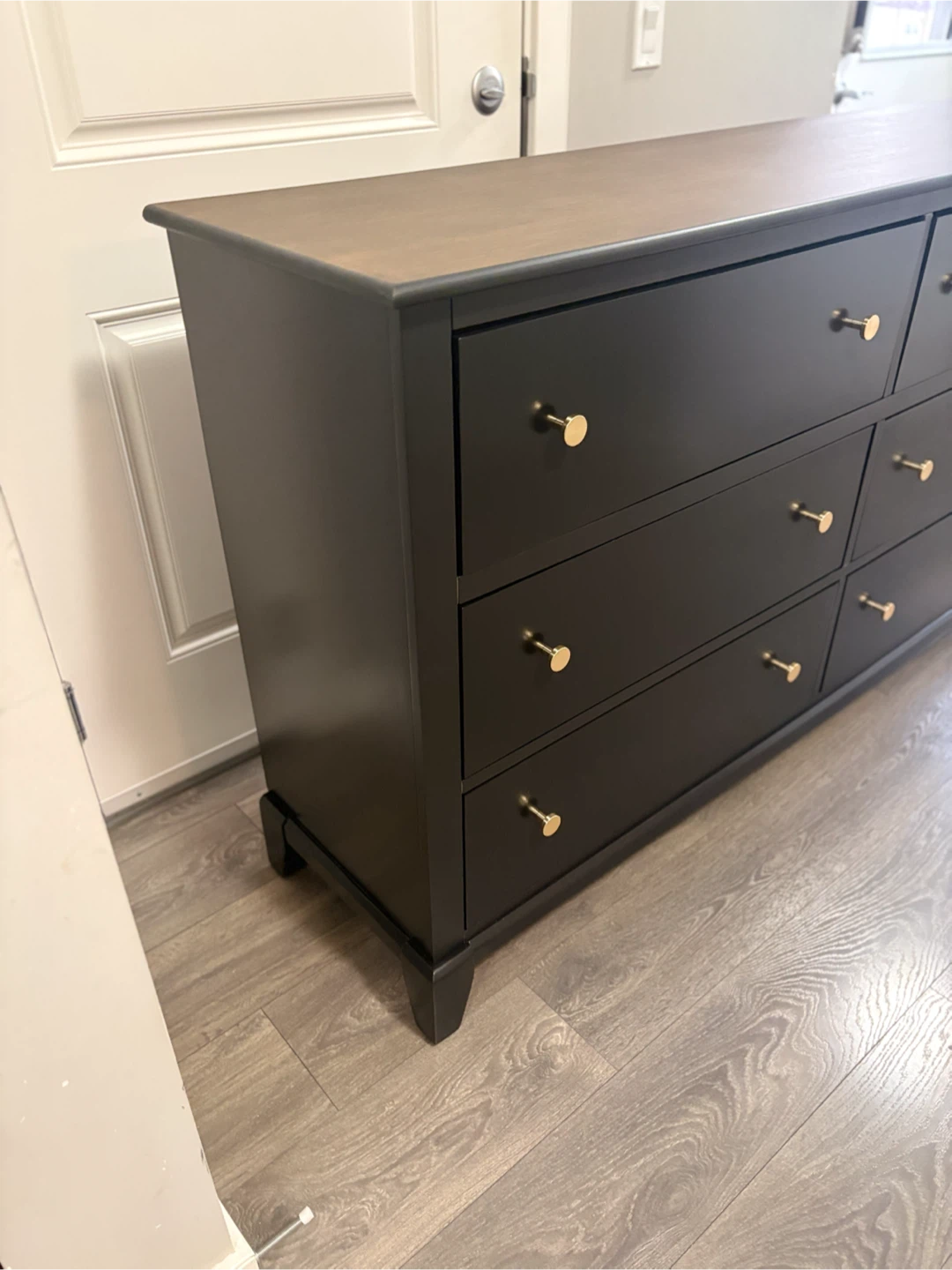 Black 6-Drawer Dresser with Gold Knobs - photo 4