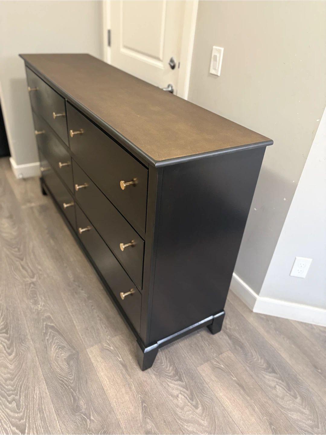 Black 6-Drawer Dresser with Gold Knobs - photo 5