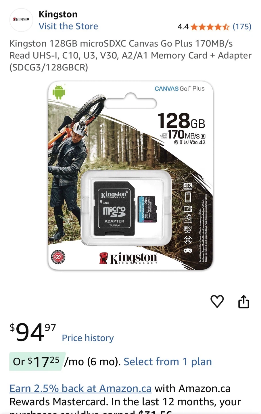 Kingston 128GB microSDXC Canvas Go Plus Memory Card with Adapter - photo 2